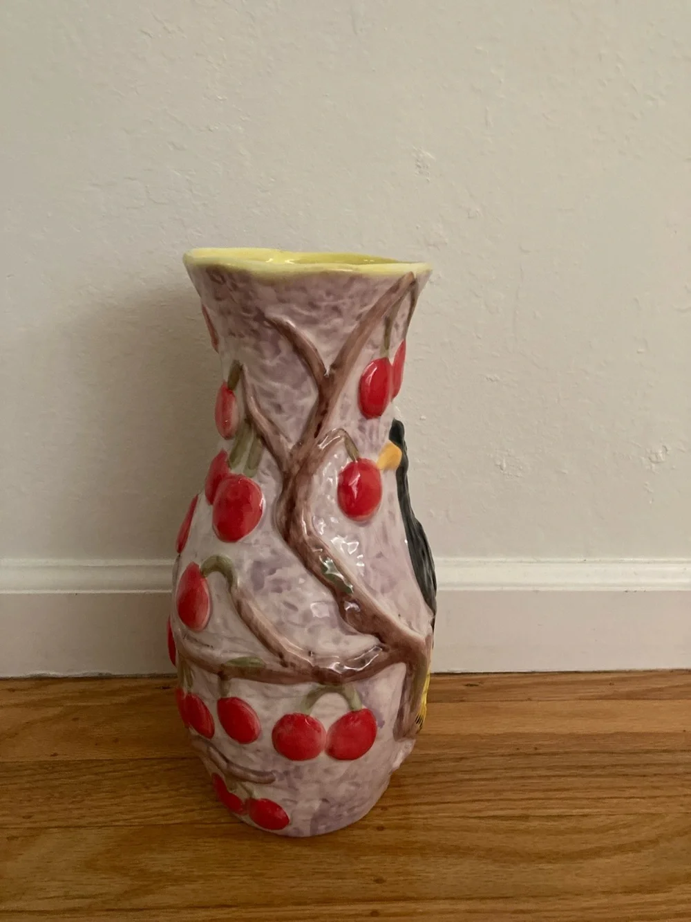 Anthropologie and Nathalie Lete Black Bird with Cherry Ceramic Vase